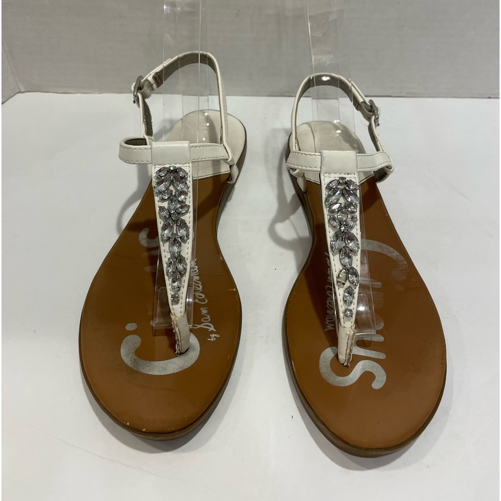 Circus by Sam Edelman white thong strap rhinestone sandal size 6 M